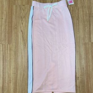 Juicy Couture Cali Sunrise Tricot Pale Pink & White Midi Skirt Small